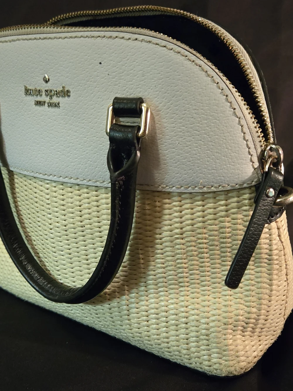 kate spade Cream Woven Dome Satchel
